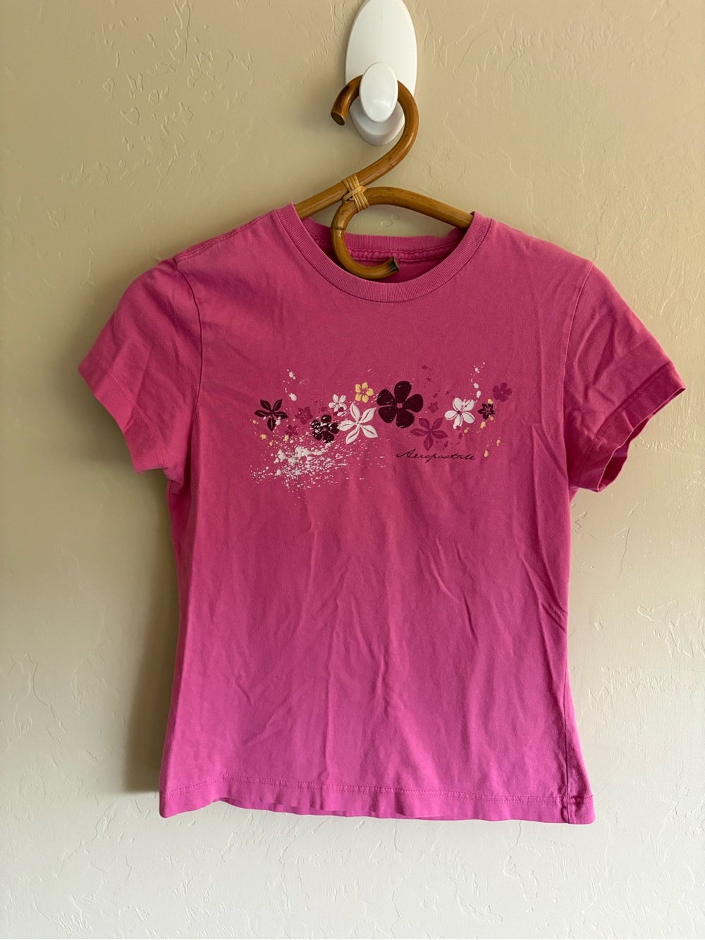 Y2K 2000s Aeropostale Hawaiian Tropical Flowers Graphic Tee Pink T-Shirt Size L